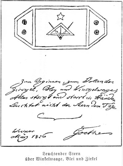 Schitterende Ster boven Vierkant en Kompas en Lood, 1826 door Johann Wolfgang von Goethe